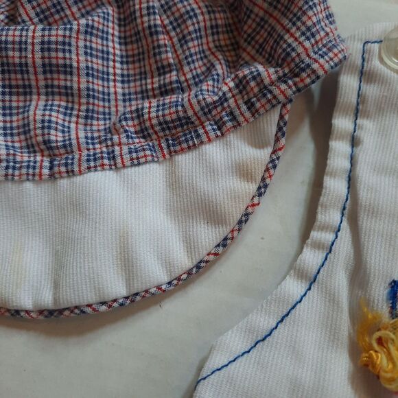 Vintage 1980s A TINY TOTS ORIGINAL Infant Plaid Shortalls Romper Hat  Size 18M - Picture 4 of 9